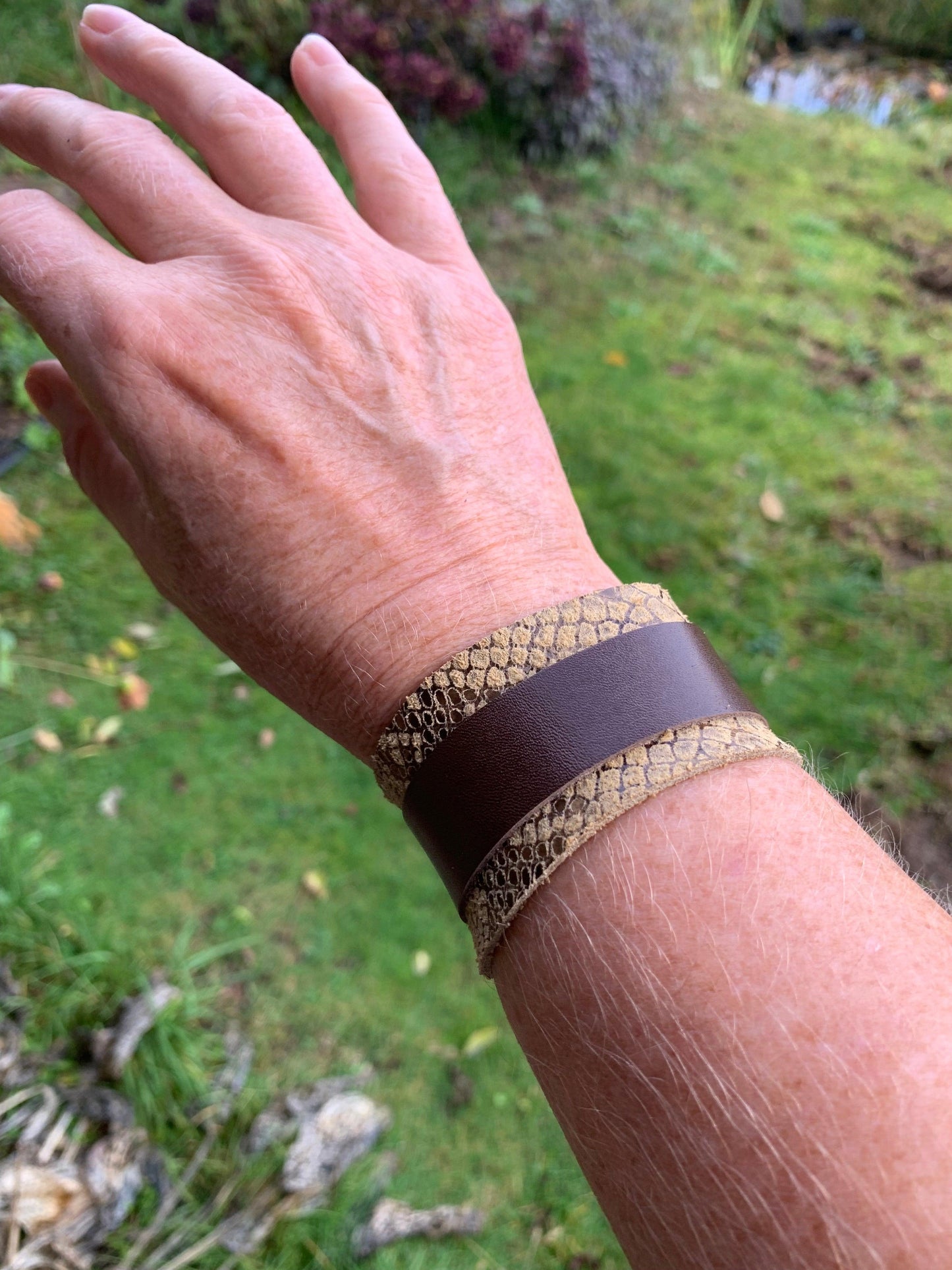Designer Leather Bracelet - Bullet closure Snake