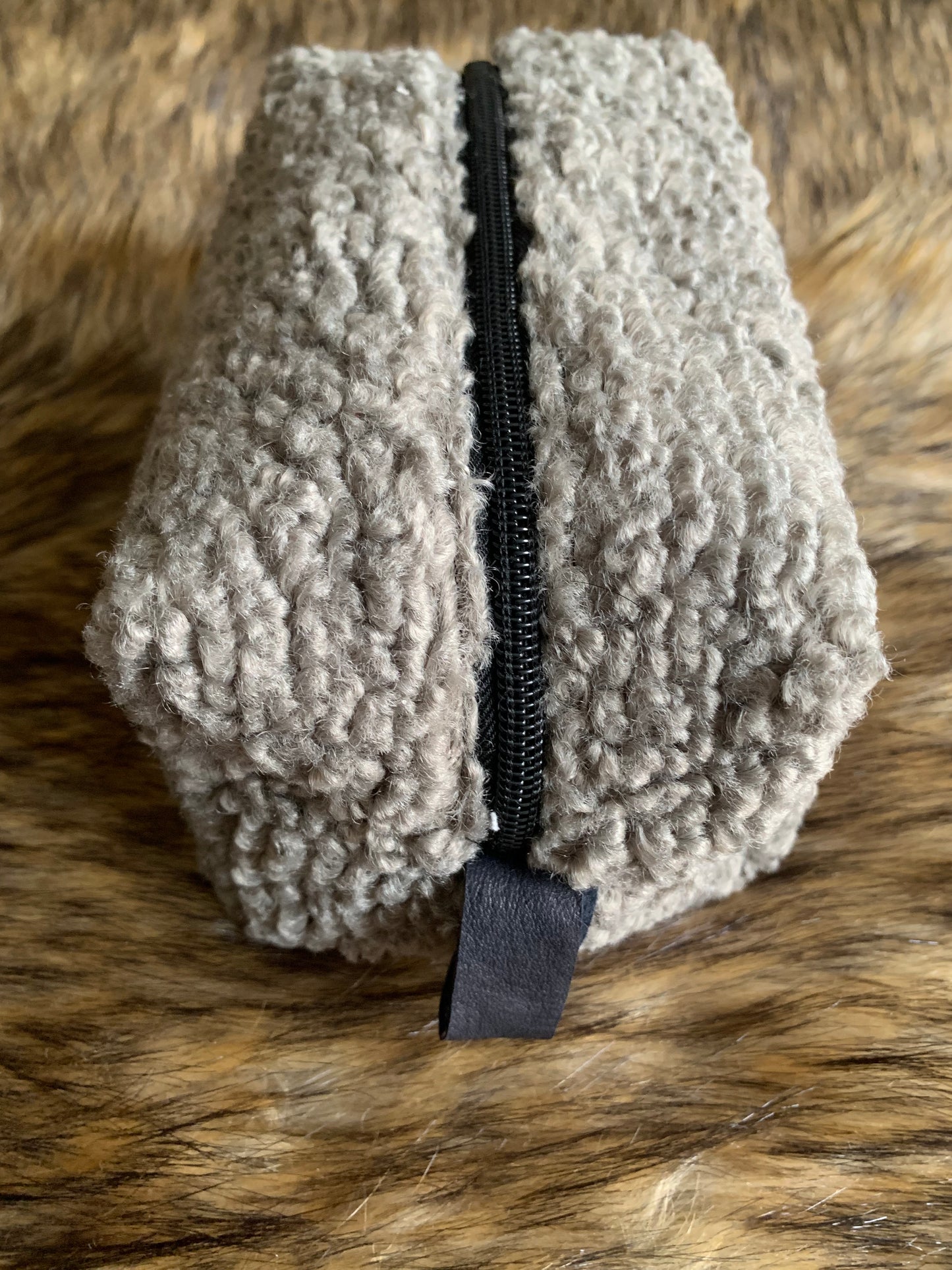Nesting Essentials makeup bag -drop kit toiletry organizer - Silver Sherpa unique designer fabric