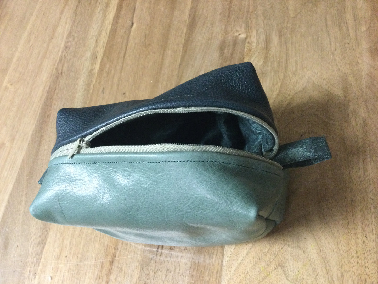 Nesting Essentials - Masculine drop kit toiletry bag. Dual Ocean top grain leather