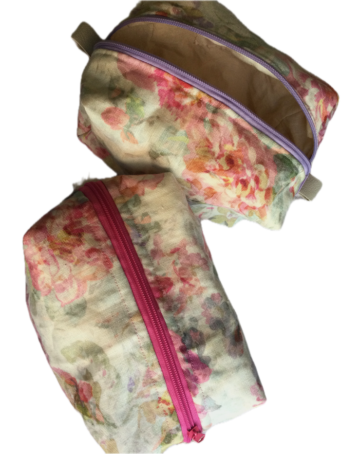 Nest all of your precious essentials together with elegance. This is a elegant antique floral linen, pinks and lavender, embracing the renaissance tones celebrating each day. Pink or lavender zipper and soft leather thumb handles make use a breeze. Each Nesting Essentials is fully lined and padded with unbleached 100% cotton. Hand wash as needed. Make caring for your personal self a glamorous affair.