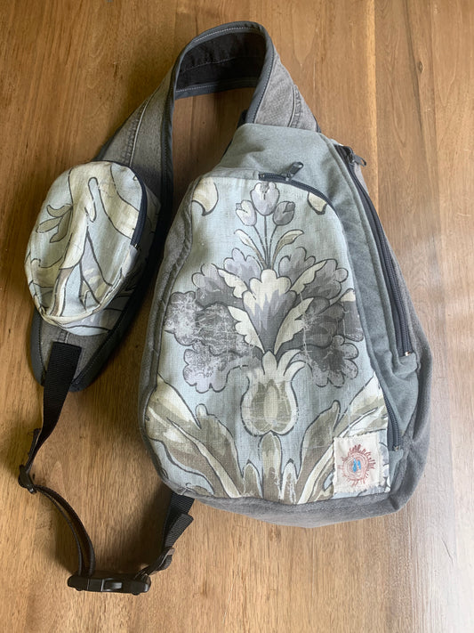 The Nest Egg Sling Pack – Grey Linen Floral