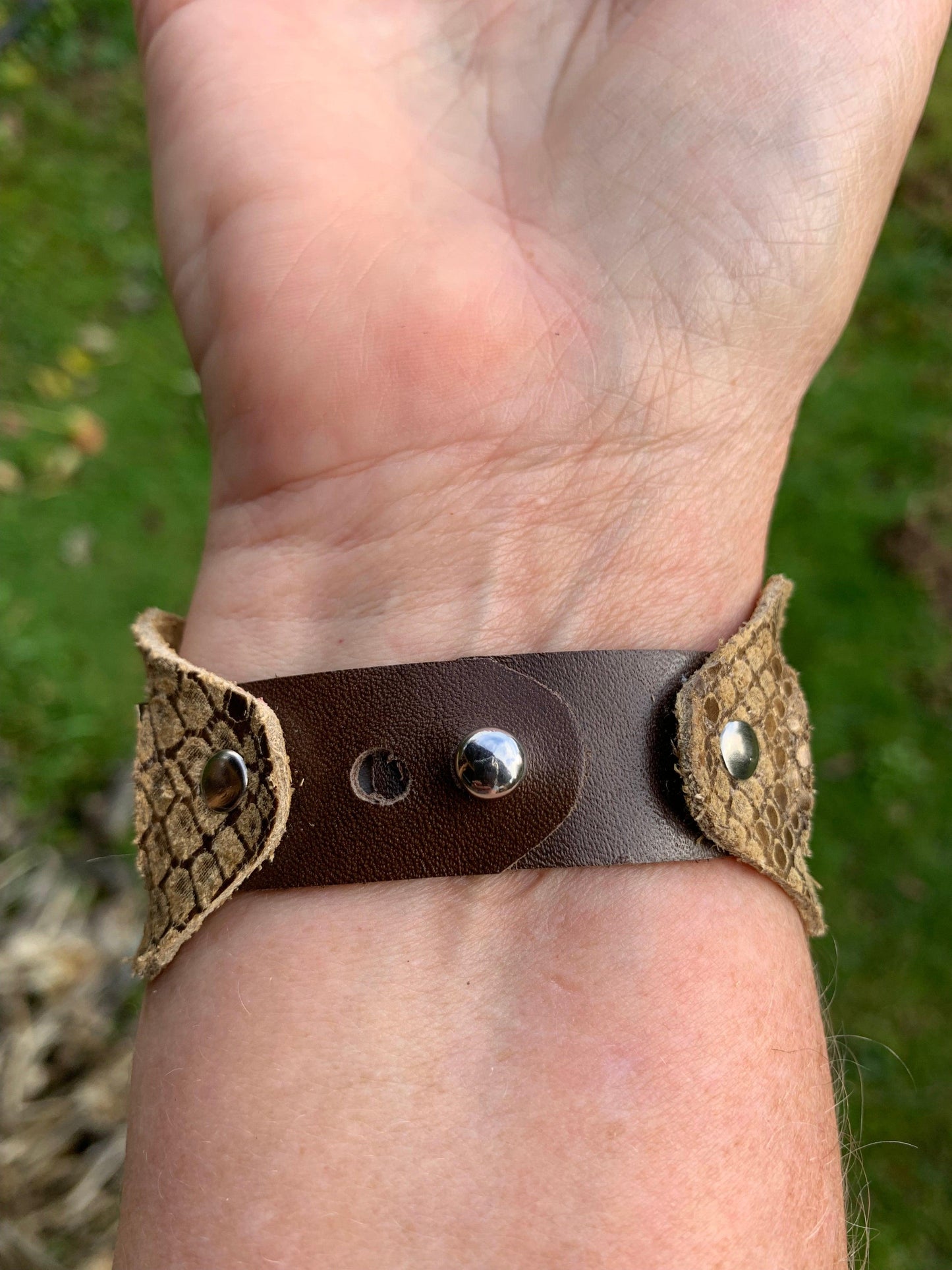 Designer Leather Bracelet - Bullet closure Snake