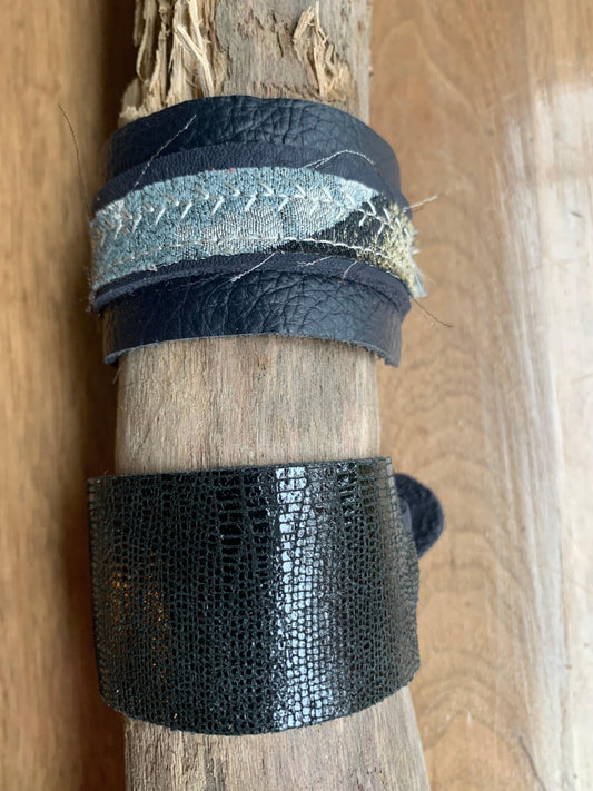 Designer Leather Bracelet - Black assorted