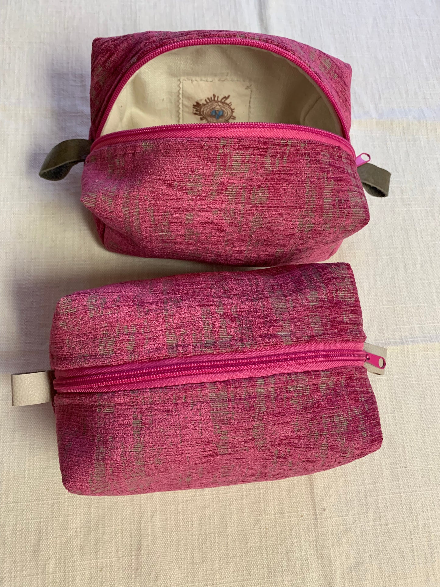 Nesting Essentials Make up & toiletry bag in a designers Raspberry velvet!