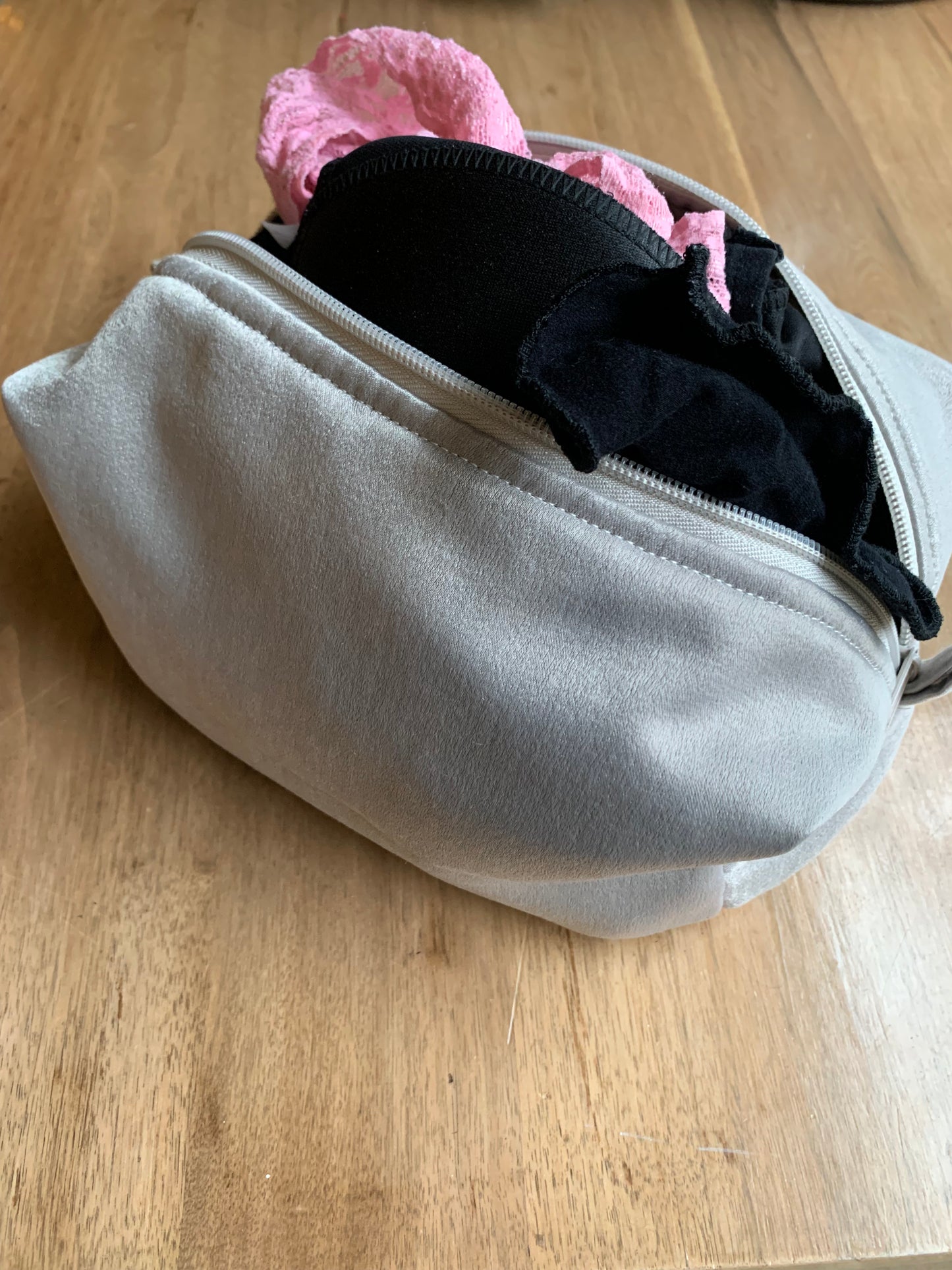 Nesting Essentials | Satin Silver Travel Bag